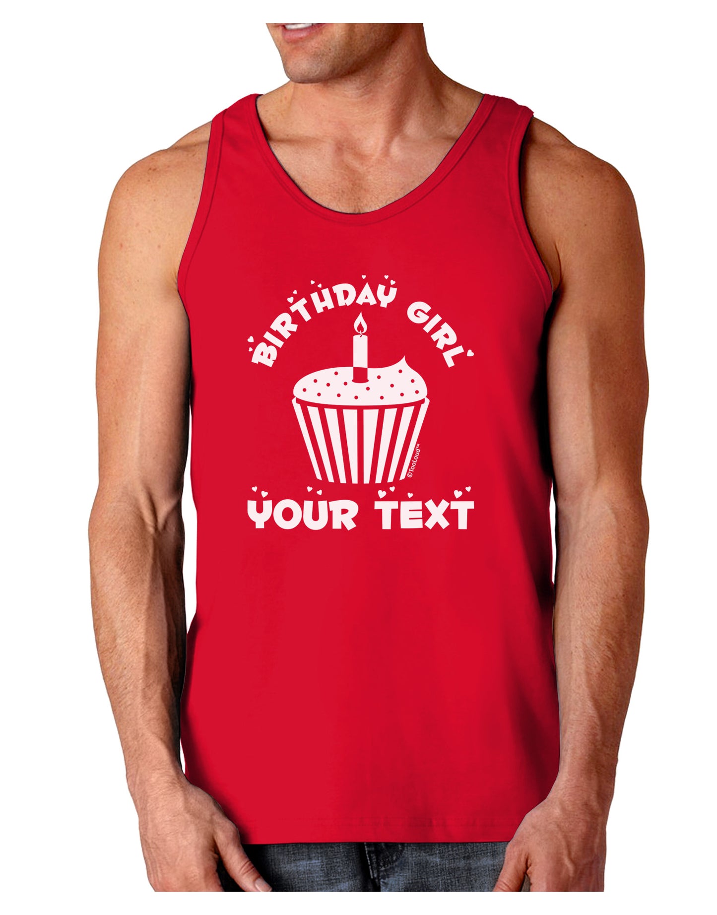 Personalized Birthday Girl Cupcake -Customizable- Name Dark Loose Tank Top-Mens Loose Tank Top-TooLoud-Red-Small-Davson Sales