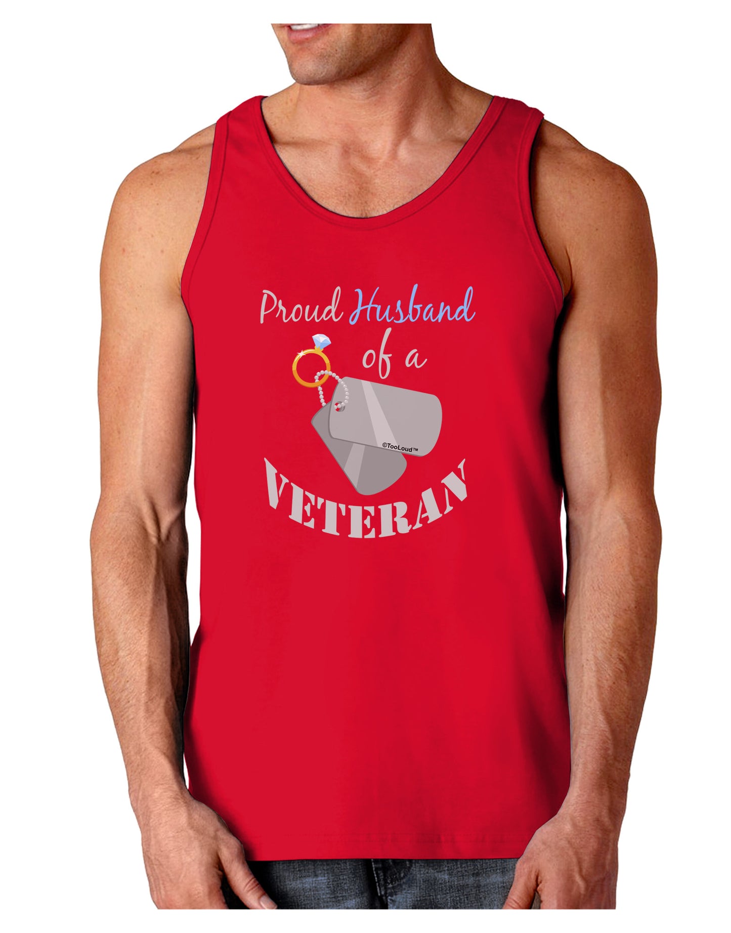 Husband of Veteran Dark Loose Tank Top-Mens Loose Tank Top-TooLoud-Red-Small-Davson Sales