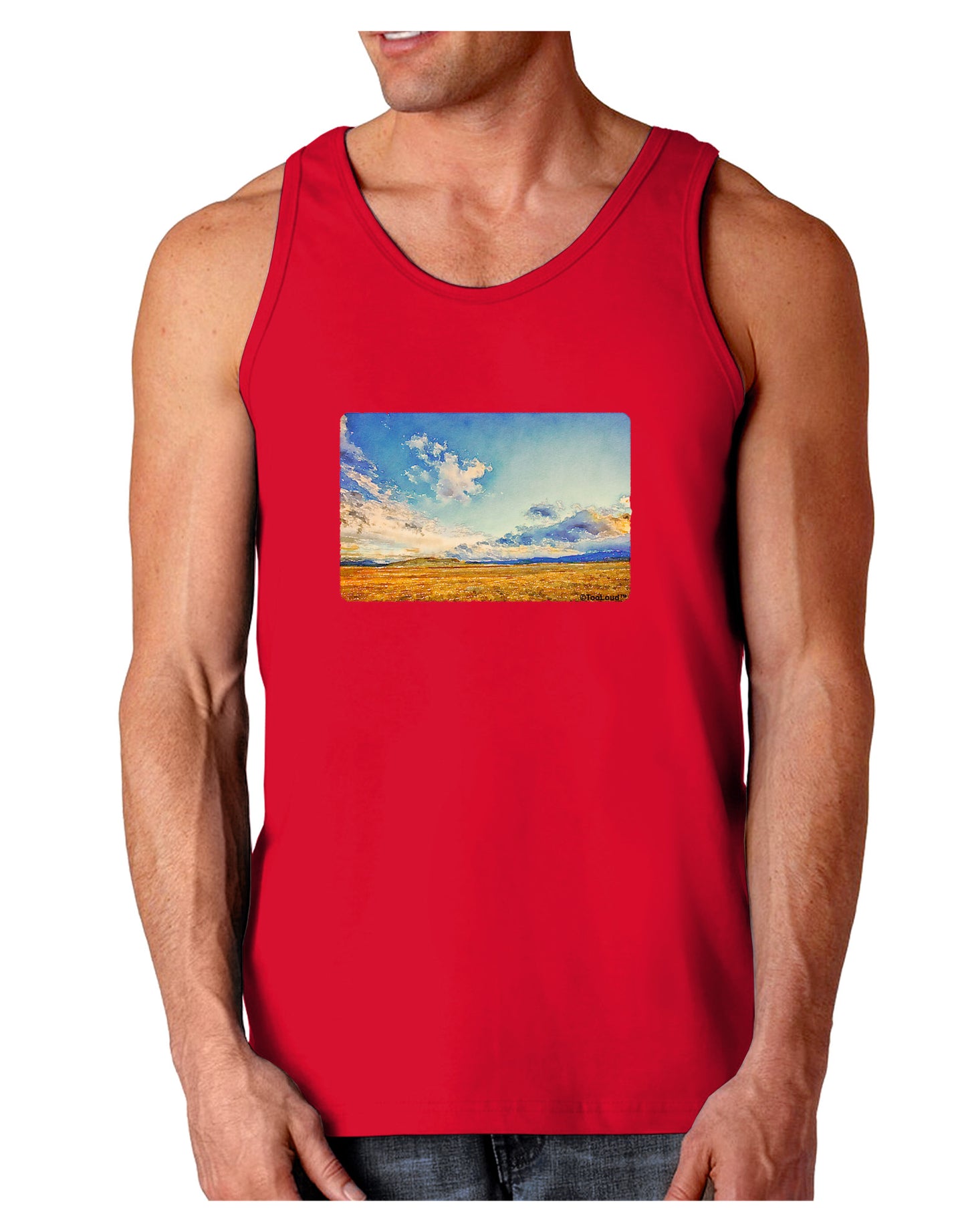 Garden of the Gods Watercolor Dark Loose Tank Top-Mens Loose Tank Top-TooLoud-Red-Small-Davson Sales