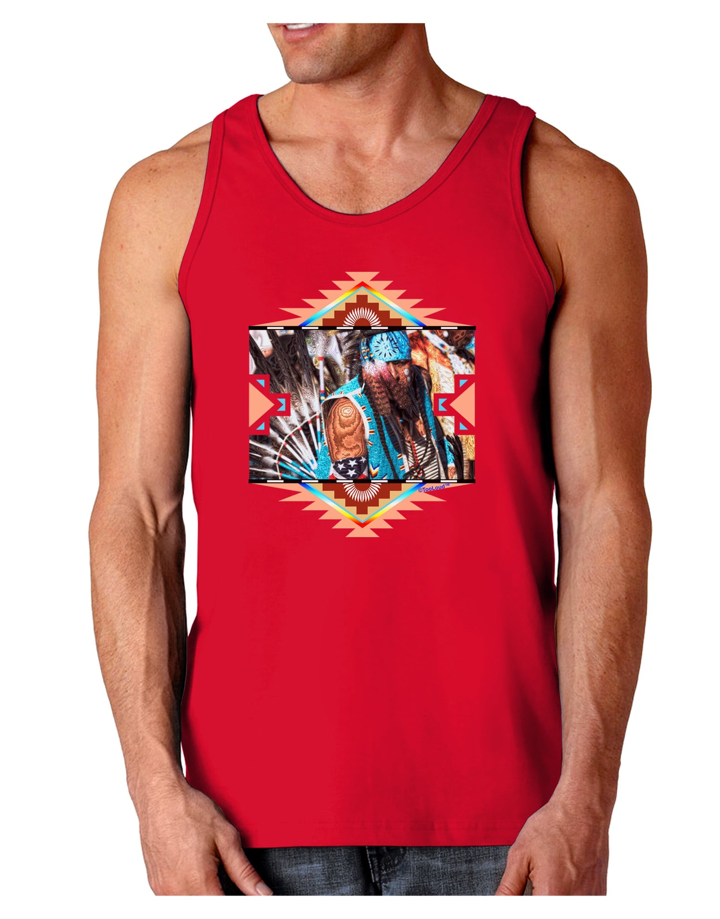 Native American Dancer 2 Dark Loose Tank Top-Mens Loose Tank Top-TooLoud-Red-Small-Davson Sales