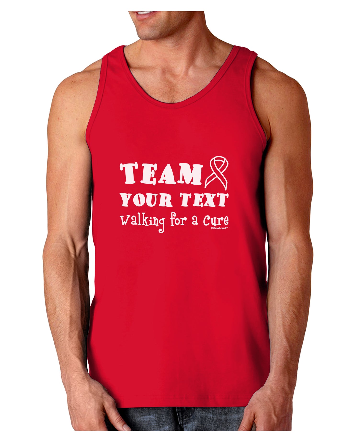 Personalized Team -Name- Walking for a Cure Dark Loose Tank Top-Mens Loose Tank Top-TooLoud-Red-Small-Davson Sales