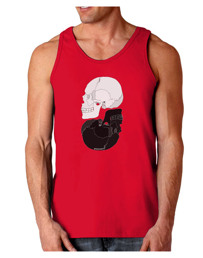 White And Black Inverted Skulls Dark Loose Tank Top by TooLoud-Mens Loose Tank Top-TooLoud-Red-Small-Davson Sales