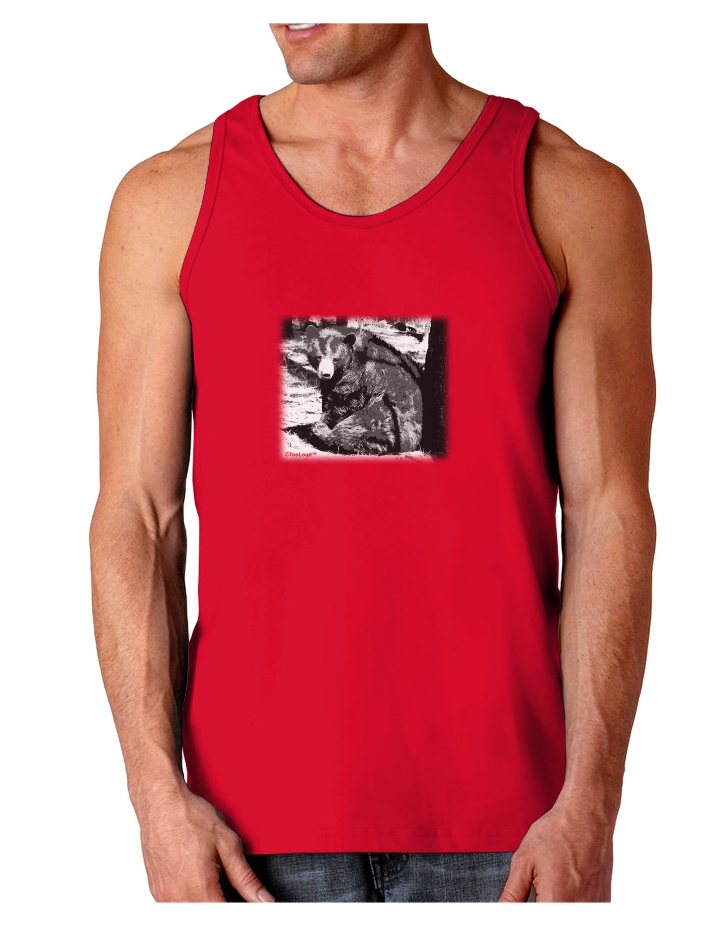 Creepy Black Bear Dark Loose Tank Top-Mens Loose Tank Top-TooLoud-Red-Small-Davson Sales