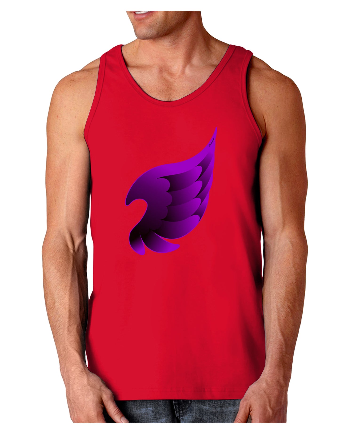 Cute Single Dark Angel Wing Black and Purple Dark Loose Tank Top-Mens Loose Tank Top-TooLoud-Red-Small-Davson Sales