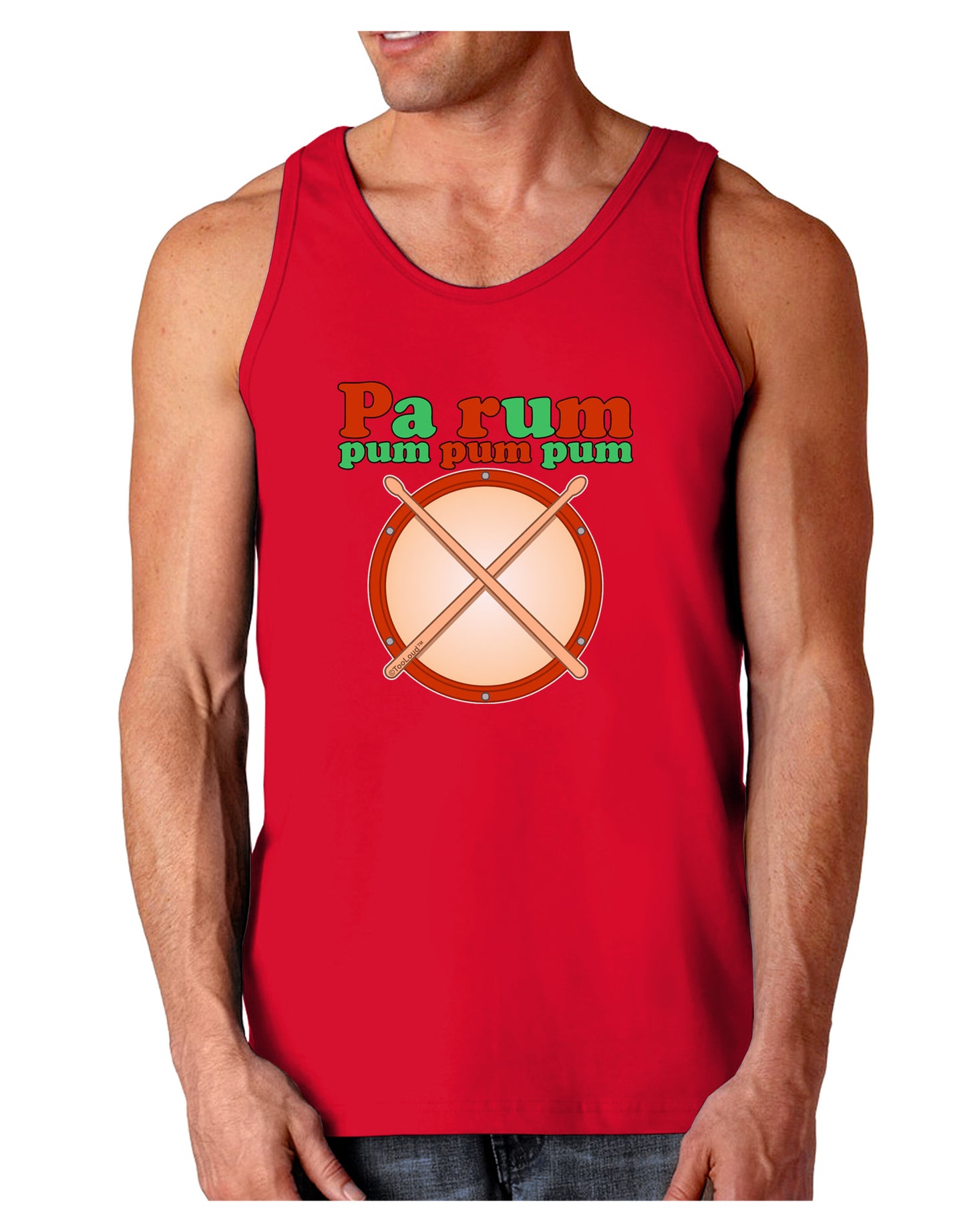 Pa Rum Pum Pum Pum Dark Loose Tank Top-Mens Loose Tank Top-TooLoud-Red-Small-Davson Sales