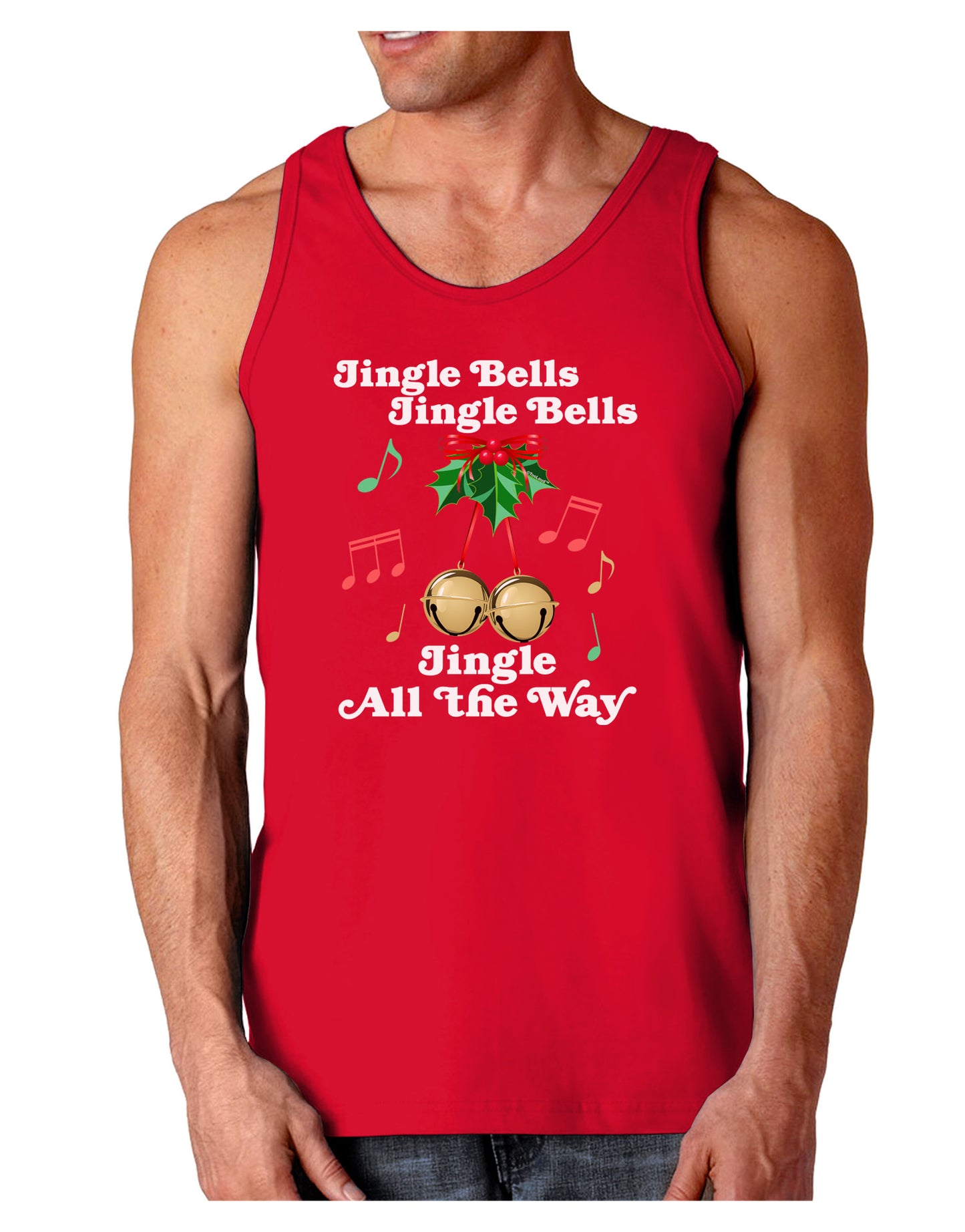 Jingle Bells All the way Dark Loose Tank Top-Mens Loose Tank Top-TooLoud-Red-Small-Davson Sales