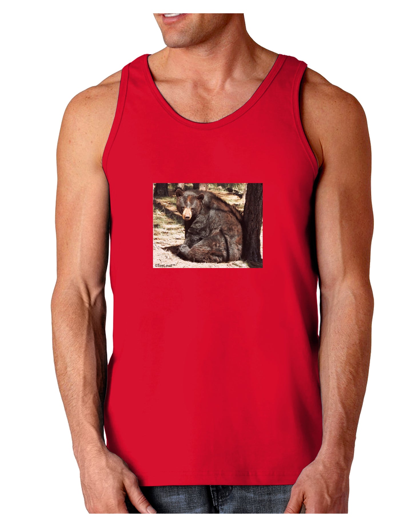 Sad Black Bear Dark Loose Tank Top-Mens Loose Tank Top-TooLoud-Red-Small-Davson Sales