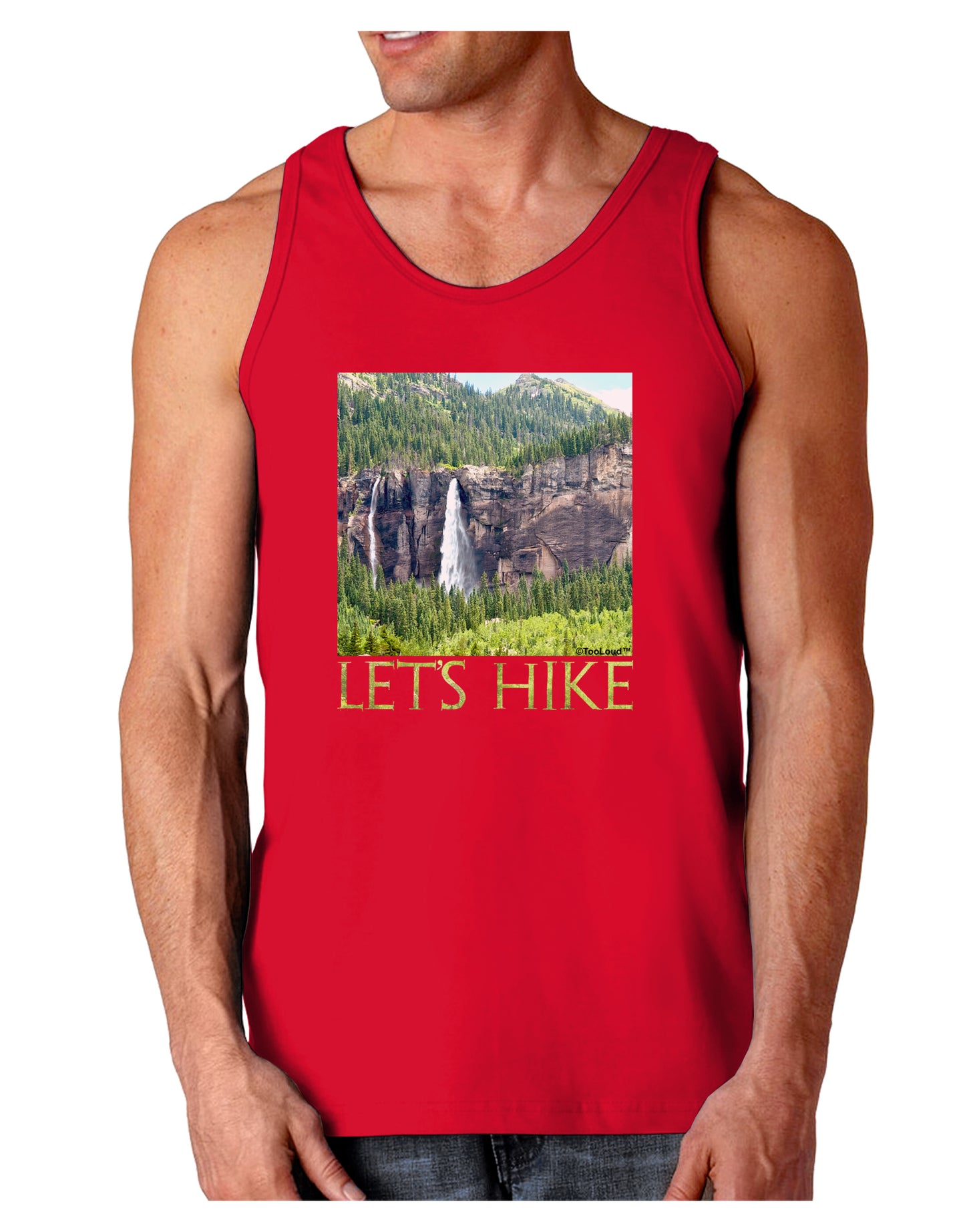 Beautiful Cliffs - Lets Hike Dark Loose Tank Top by-Mens Loose Tank Top-TooLoud-Red-Small-Davson Sales