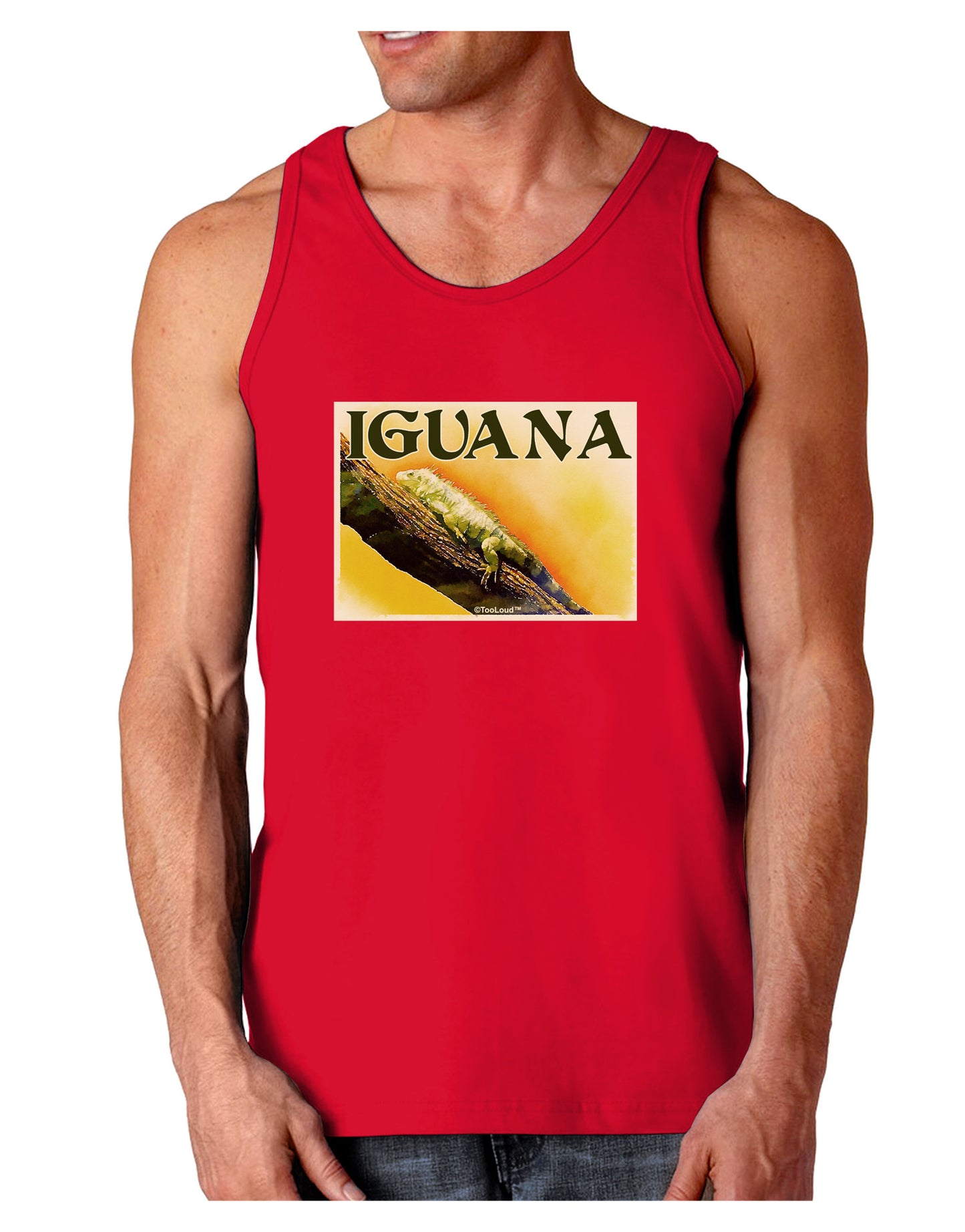 Iguana Watercolor Text Dark Loose Tank Top-Mens Loose Tank Top-TooLoud-Red-Small-Davson Sales