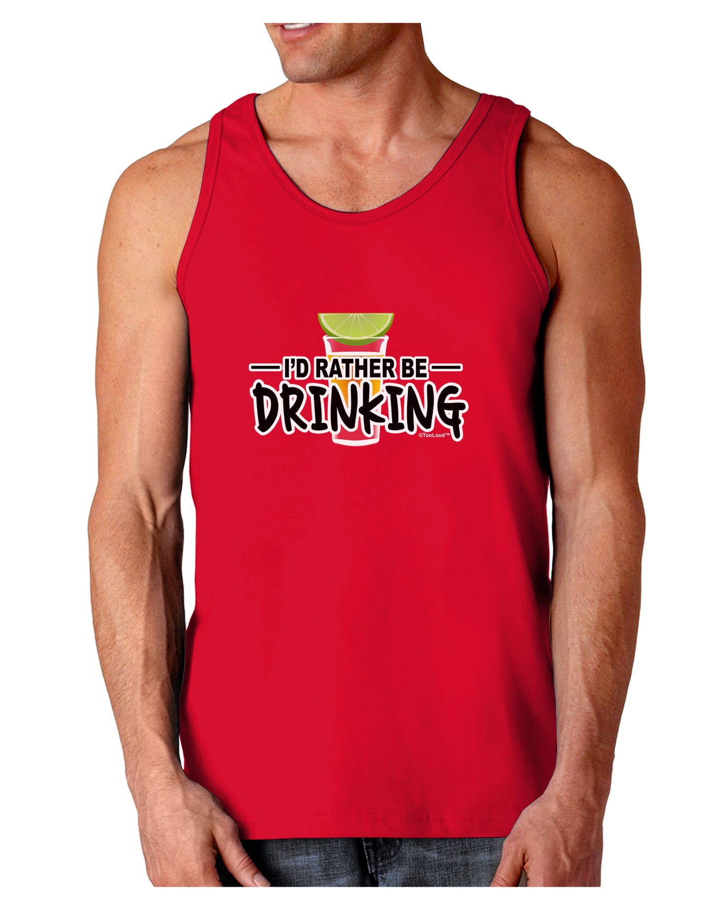 I'd Rather Be Drinking Dark Loose Tank Top-Mens Loose Tank Top-TooLoud-Red-Small-Davson Sales