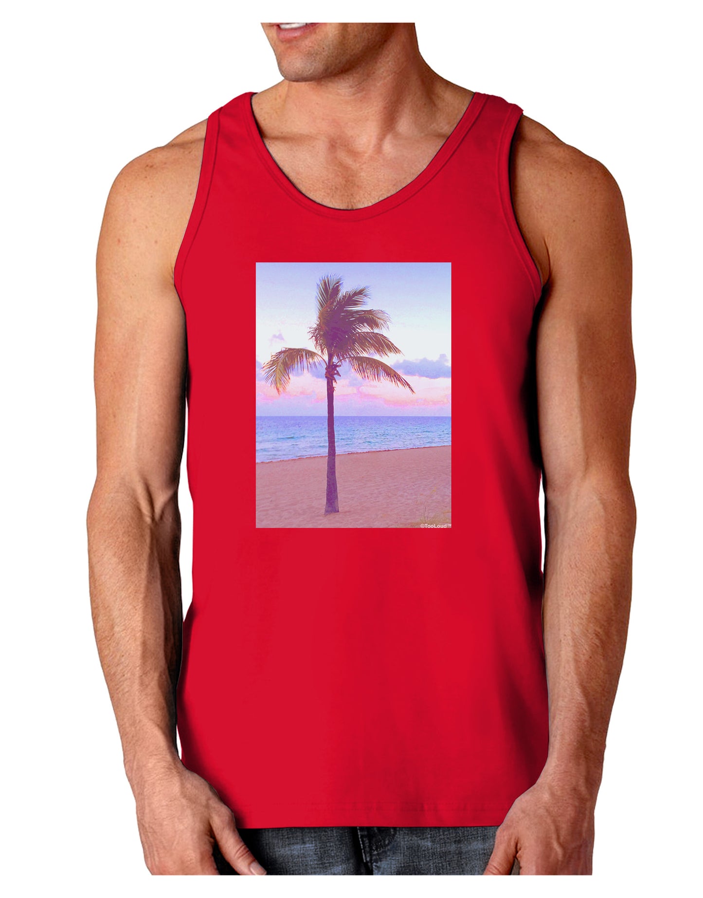 Palm Tree Beach Filter Dark Loose Tank Top-Mens Loose Tank Top-TooLoud-Red-Small-Davson Sales