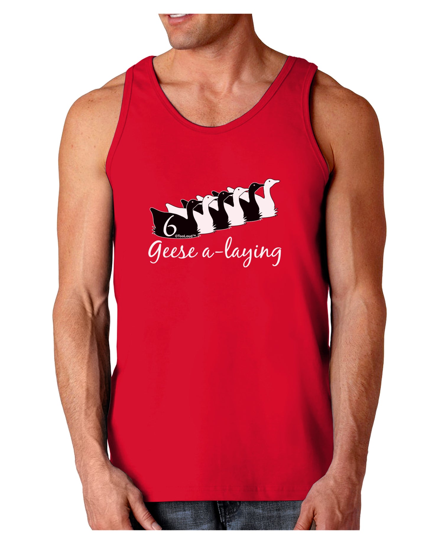 Six Geese A laying Text Dark Loose Tank Top-Mens Loose Tank Top-TooLoud-Red-Small-Davson Sales