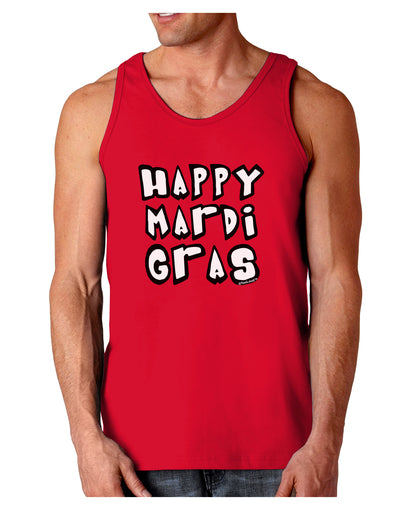 Happy Mardi Gras Text 2 BnW Dark Loose Tank Top-Mens Loose Tank Top-TooLoud-Red-Small-Davson Sales