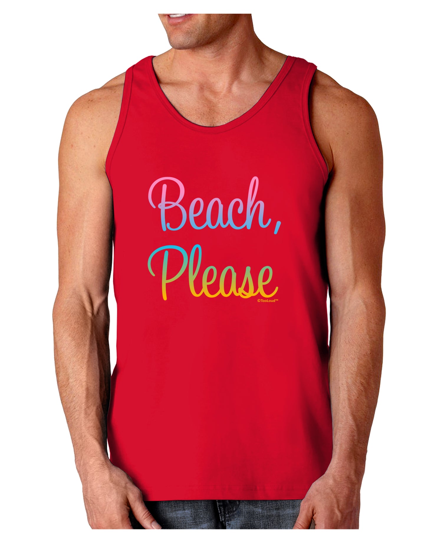 Beach Please - Summer Colors Dark Loose Tank Top-Mens Loose Tank Top-TooLoud-Red-Small-Davson Sales