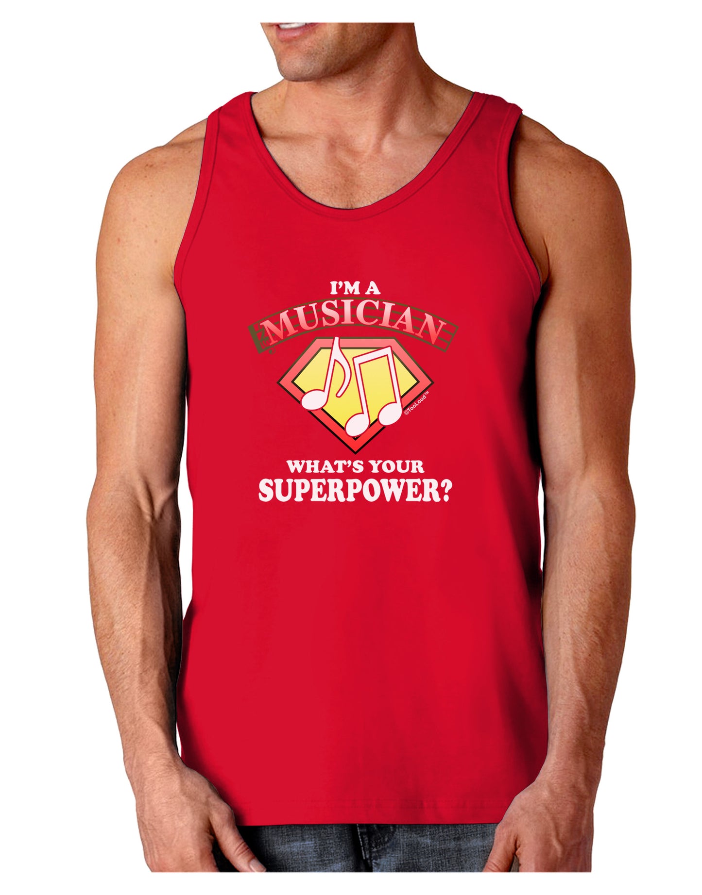 Musician - Superpower Dark Loose Tank Top-Mens Loose Tank Top-TooLoud-Red-Small-Davson Sales