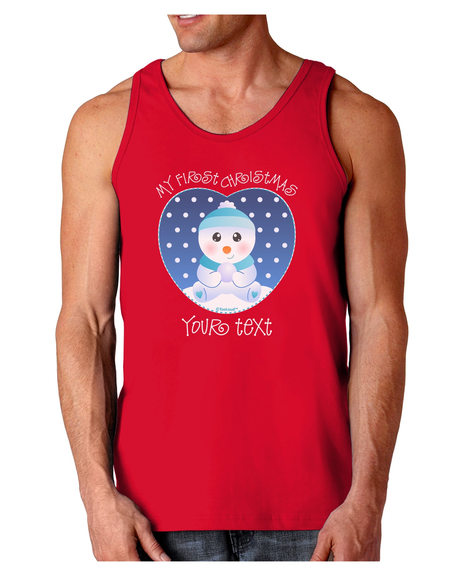 Personalized My First Christmas Snowbaby Blue Dark Loose Tank Top-Mens Loose Tank Top-TooLoud-Red-Small-Davson Sales