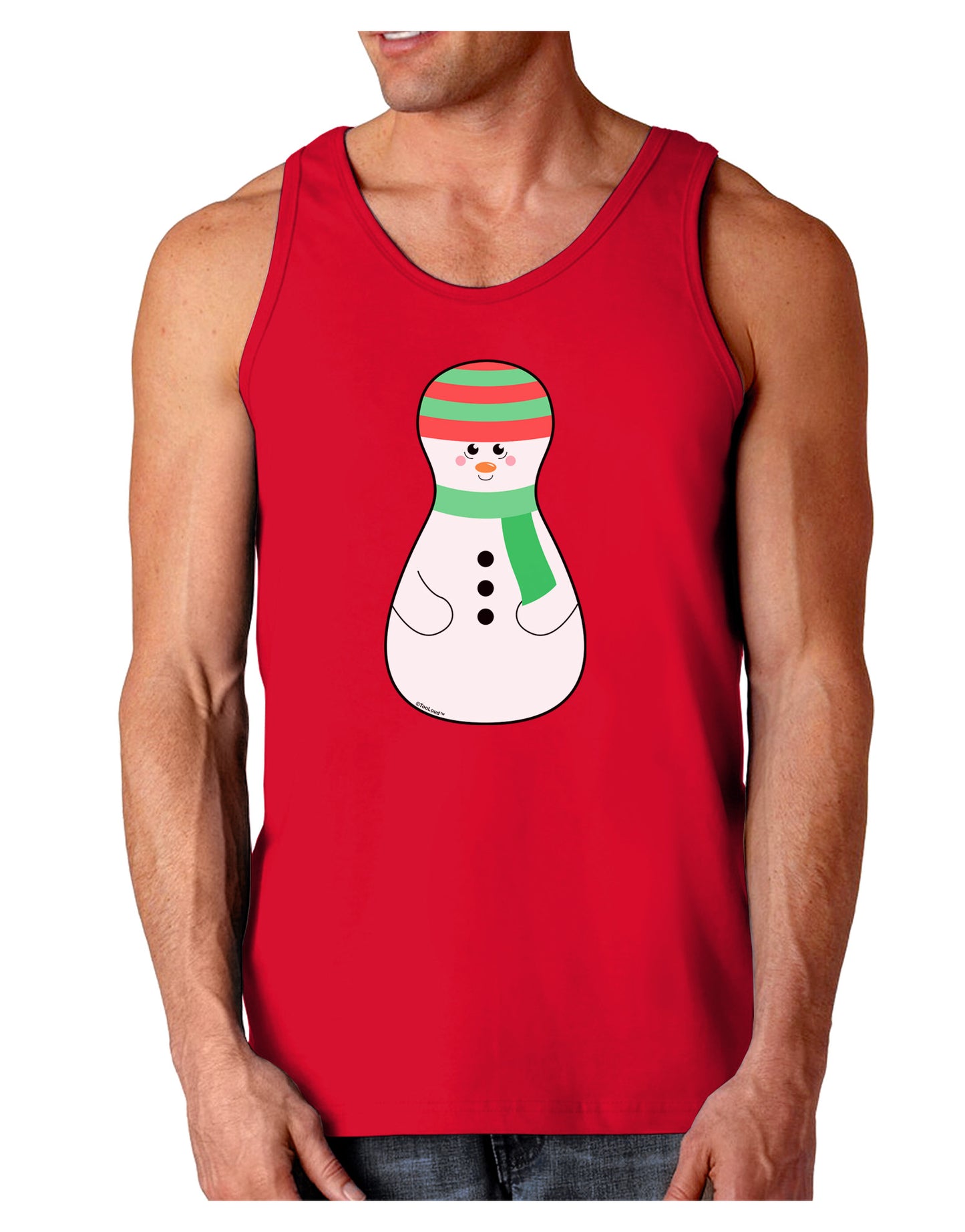 Cute Snowman Matryoshka Nesting Doll - Christmas Dark Loose Tank Top-Mens Loose Tank Top-TooLoud-Red-Small-Davson Sales