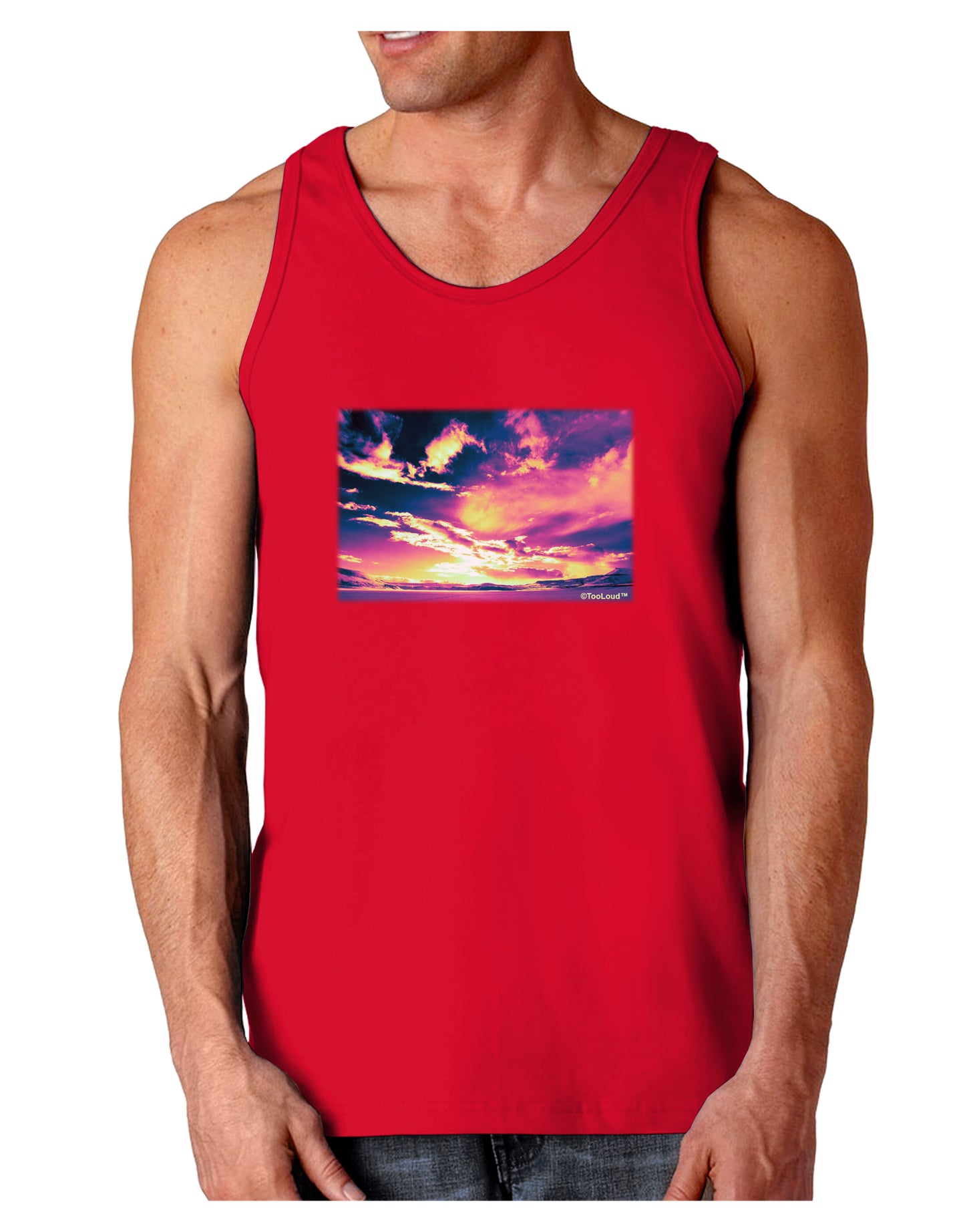 Blue Mesa Reservoir Surreal Dark Loose Tank Top-Mens Loose Tank Top-TooLoud-Red-Small-Davson Sales