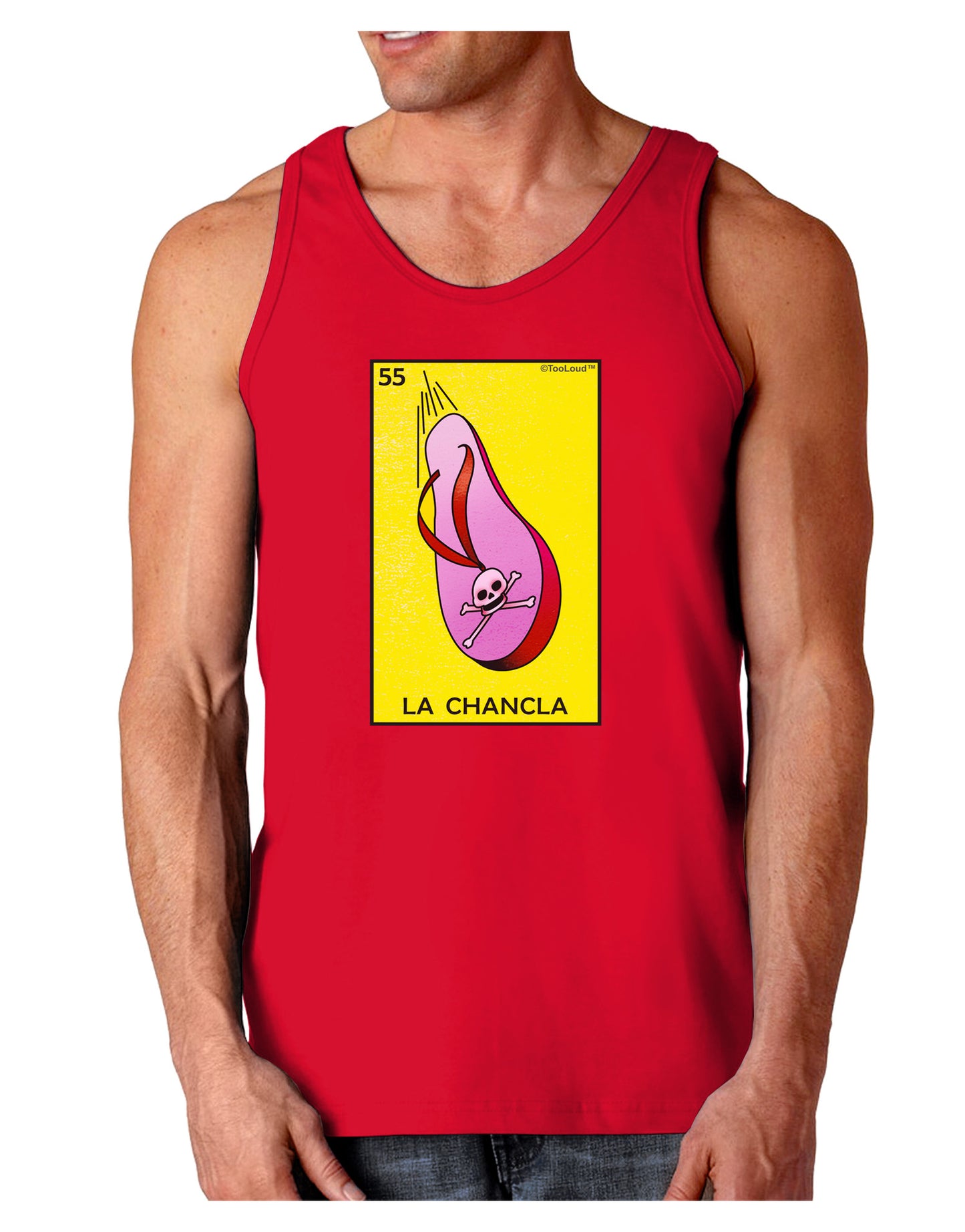La Chancla Loteria Solid Dark Loose Tank Top by-Mens Loose Tank Top-TooLoud-Red-Small-Davson Sales