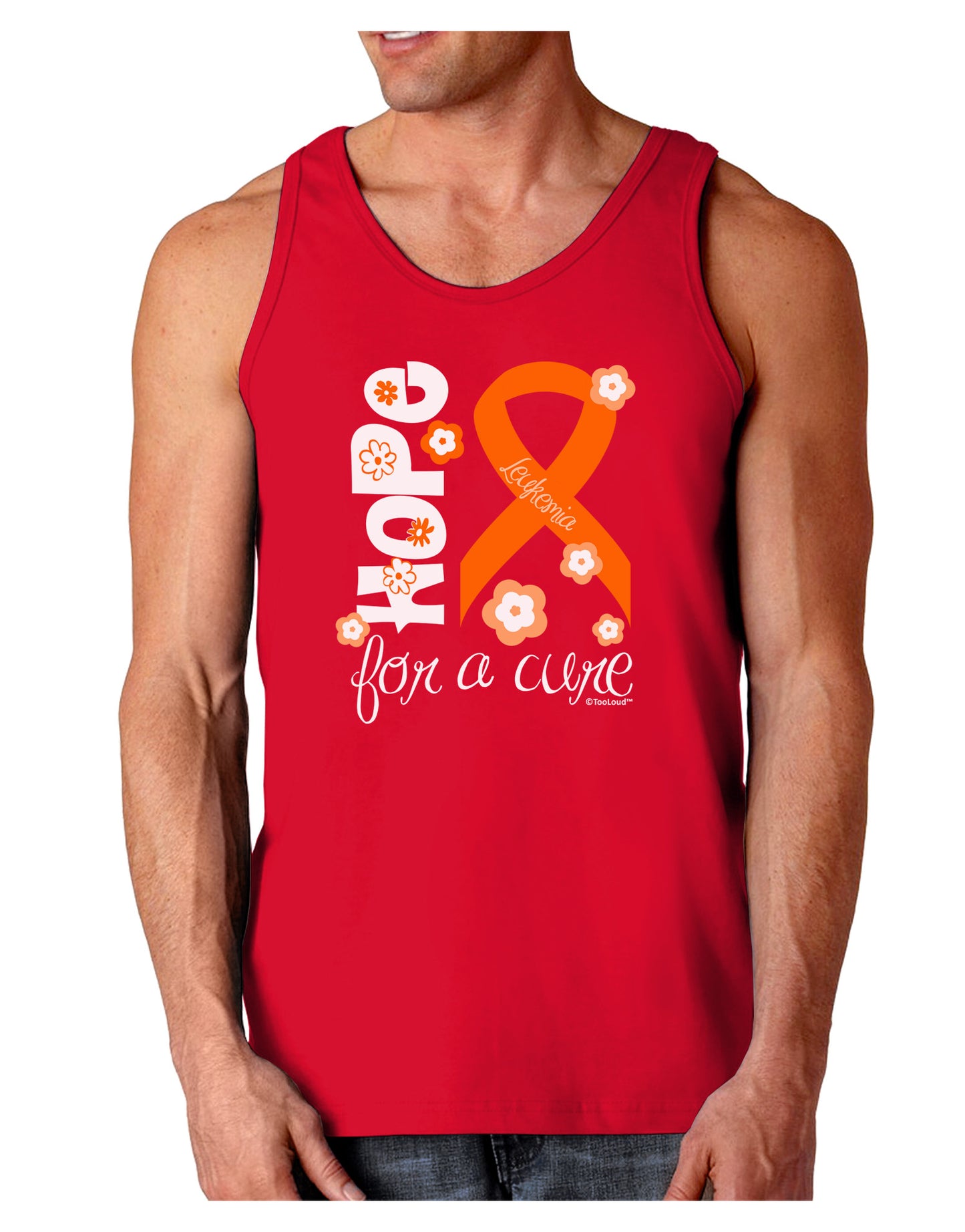 Hope for a Cure - Orange Ribbon Leukemia - Flowers Dark Loose Tank Top-Mens Loose Tank Top-TooLoud-Red-Small-Davson Sales