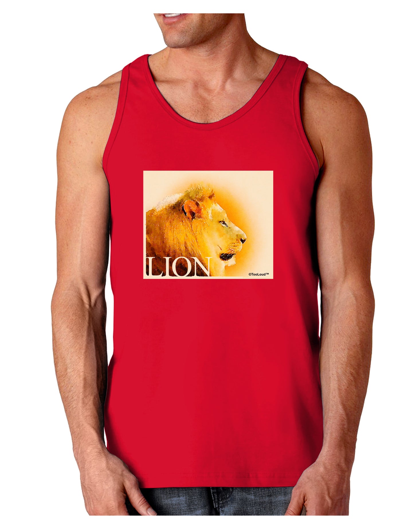 Lion Watercolor 3 Text Dark Loose Tank Top-Mens Loose Tank Top-TooLoud-Red-Small-Davson Sales