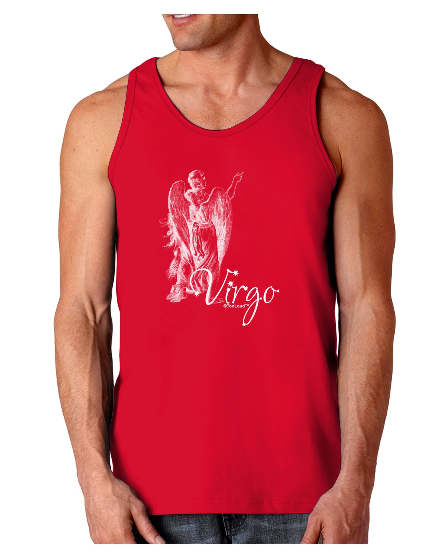 Virgo Illustration Dark Loose Tank Top-Mens Loose Tank Top-TooLoud-Red-Small-Davson Sales