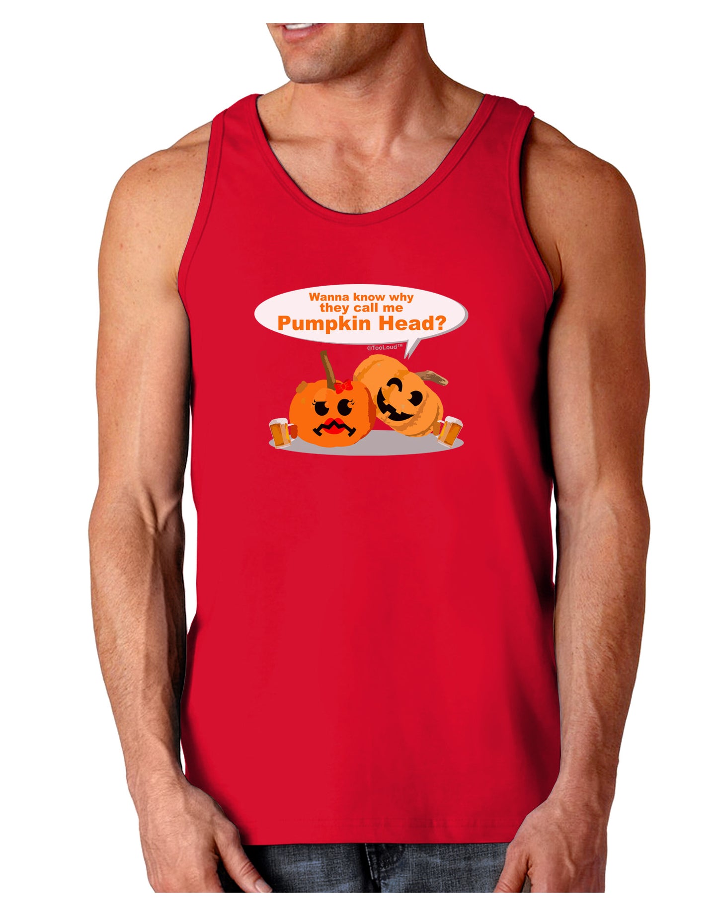 Pumpkin Head Dark Loose Tank Top-Mens Loose Tank Top-TooLoud-Red-Small-Davson Sales