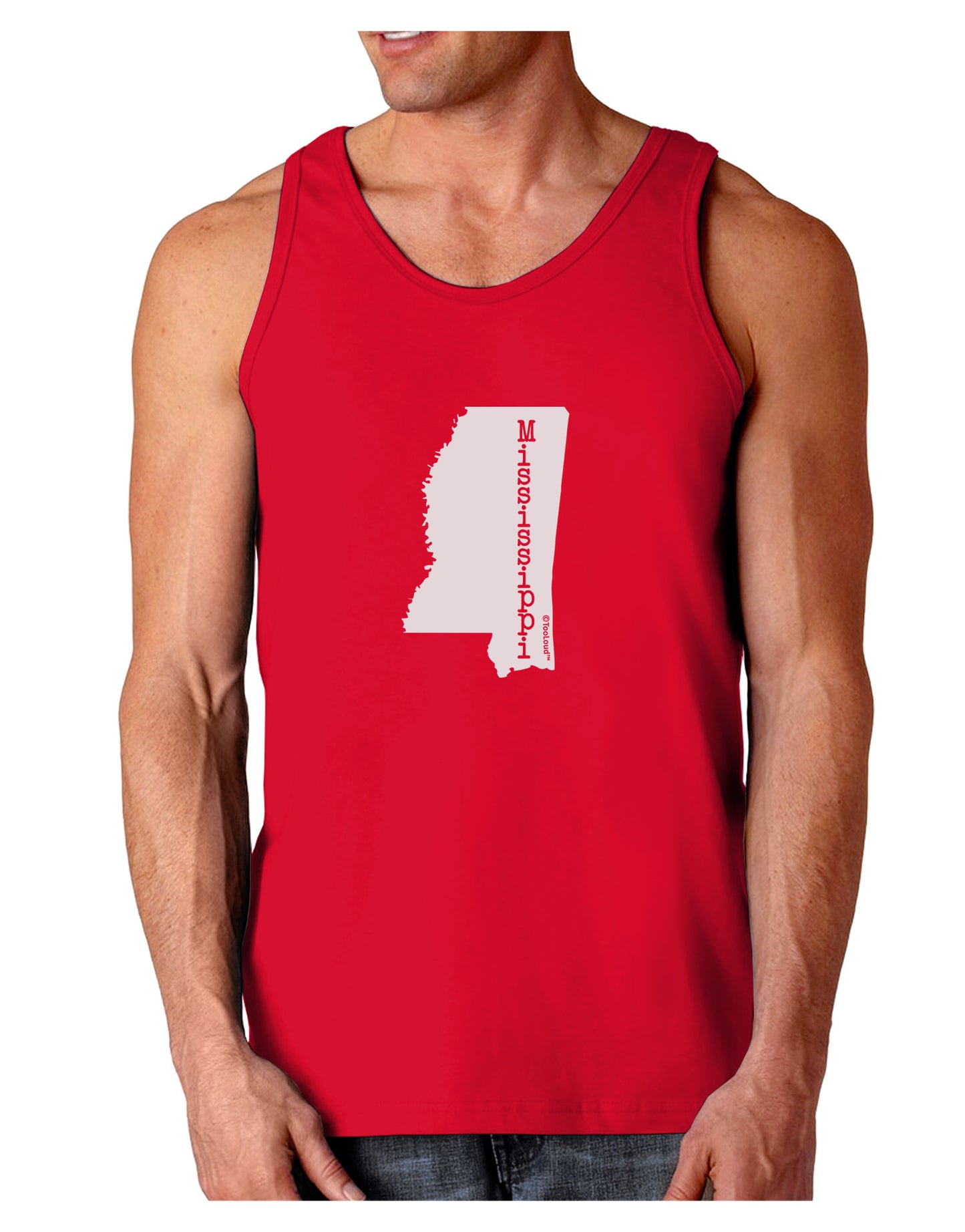 Mississippi - United States Shape Dark Loose Tank Top-Mens Loose Tank Top-TooLoud-Red-Small-Davson Sales