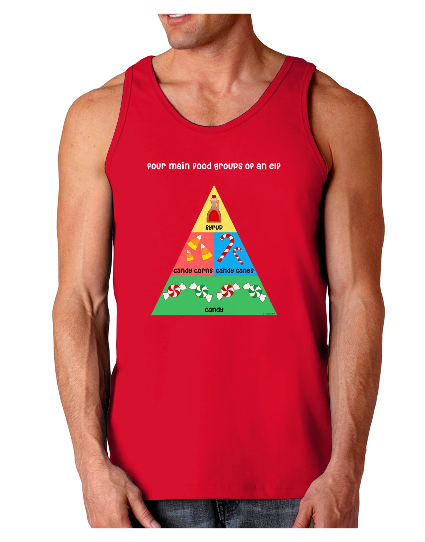 Four Main Food Groups of an Elf - Christmas Dark Loose Tank Top-Mens Loose Tank Top-TooLoud-Red-Small-Davson Sales
