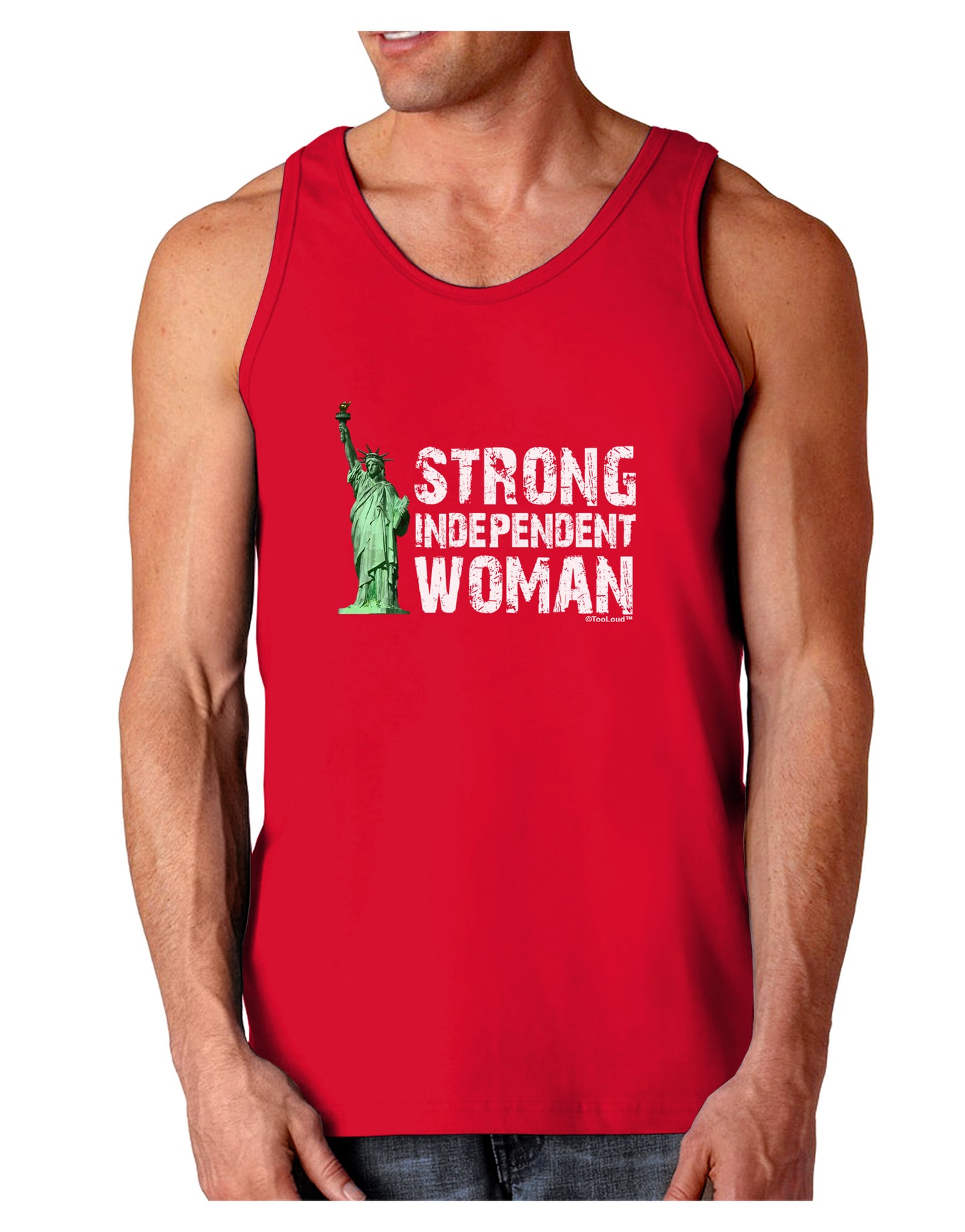 Statue of Liberty Strong Woman Dark Dark Loose Tank Top-Mens Loose Tank Top-TooLoud-Red-Small-Davson Sales