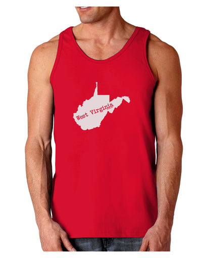 West Virginia - United States Shape Dark Loose Tank Top-Mens Loose Tank Top-TooLoud-Red-Small-Davson Sales