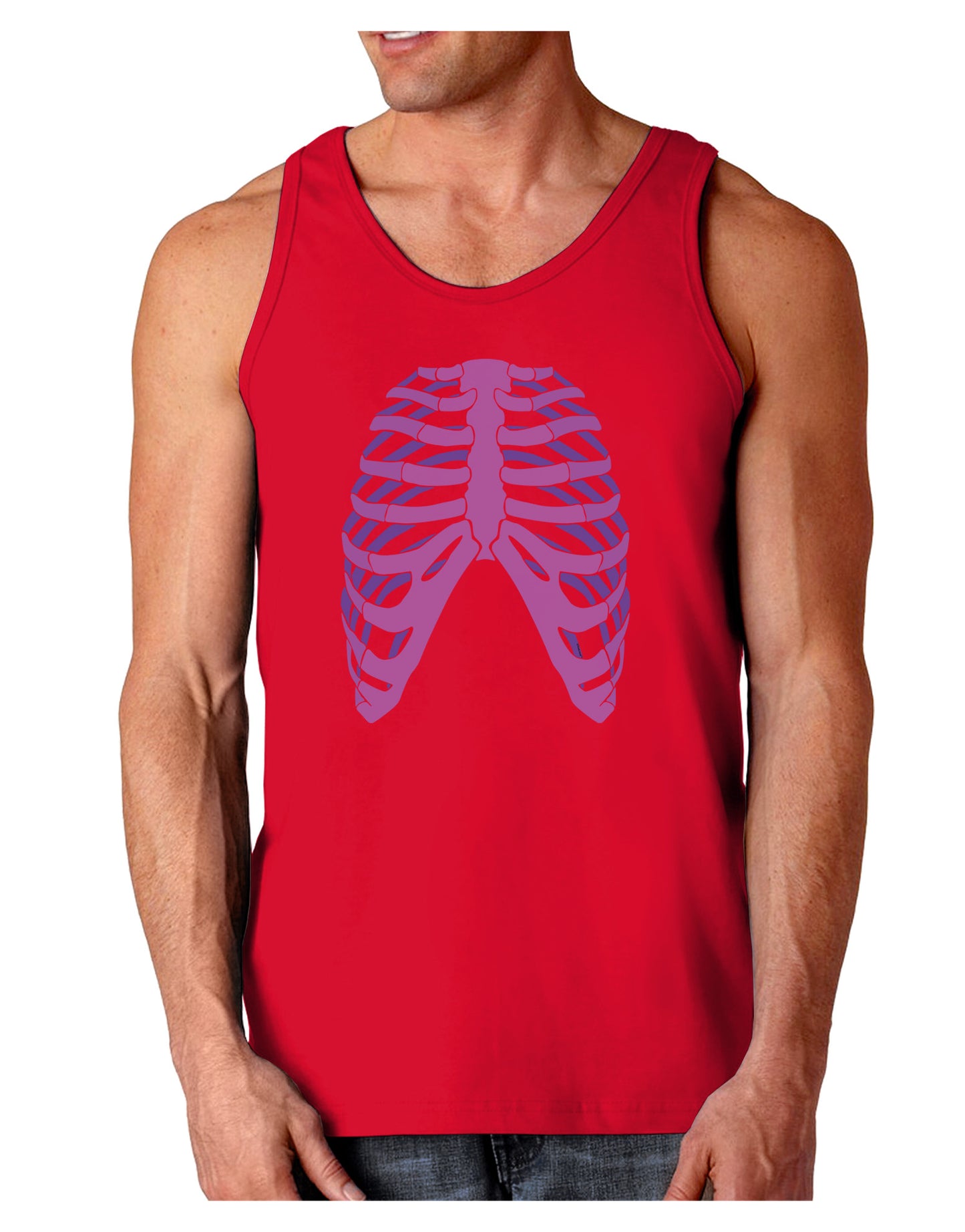 Human Purple Skeleton Bones Ribcage Dark Loose Tank Top-Mens Loose Tank Top-TooLoud-Red-Small-Davson Sales