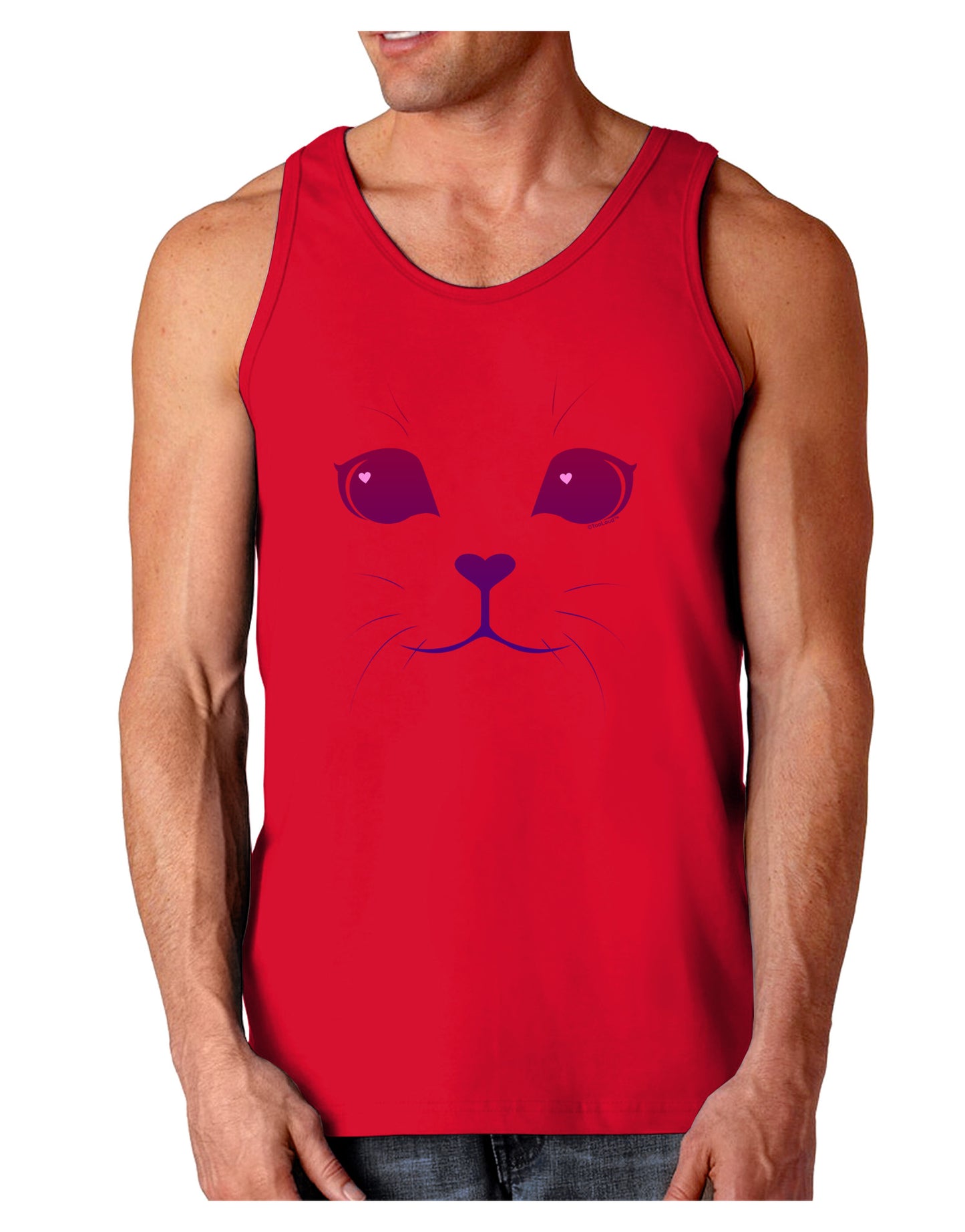 Heart Kitten Dark Loose Tank Top by-Mens Loose Tank Top-TooLoud-Red-Small-Davson Sales