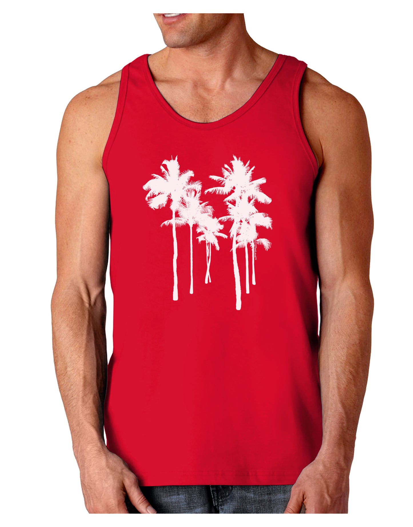 Palm Rows Silhouette Dark Loose Tank Top-Mens Loose Tank Top-TooLoud-Red-Small-Davson Sales