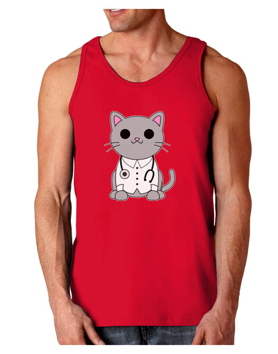 Dr Cat MD - Cute Cat Design Dark Loose Tank Top by TooLoud-Mens Loose Tank Top-TooLoud-Red-Small-Davson Sales