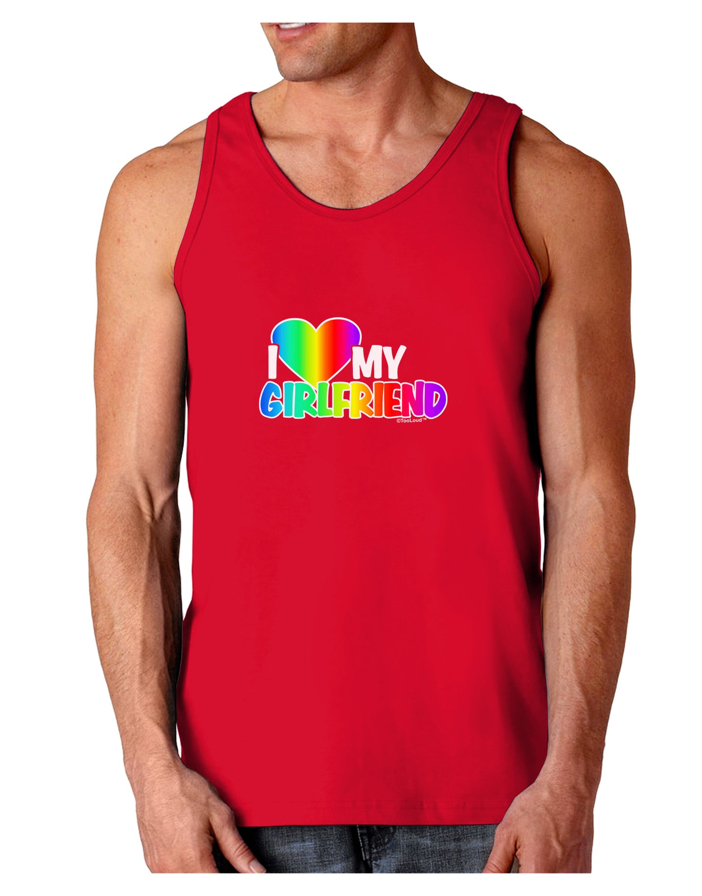 I Heart My Girlfriend - Rainbow Dark Loose Tank Top-Mens Loose Tank Top-TooLoud-Red-Small-Davson Sales
