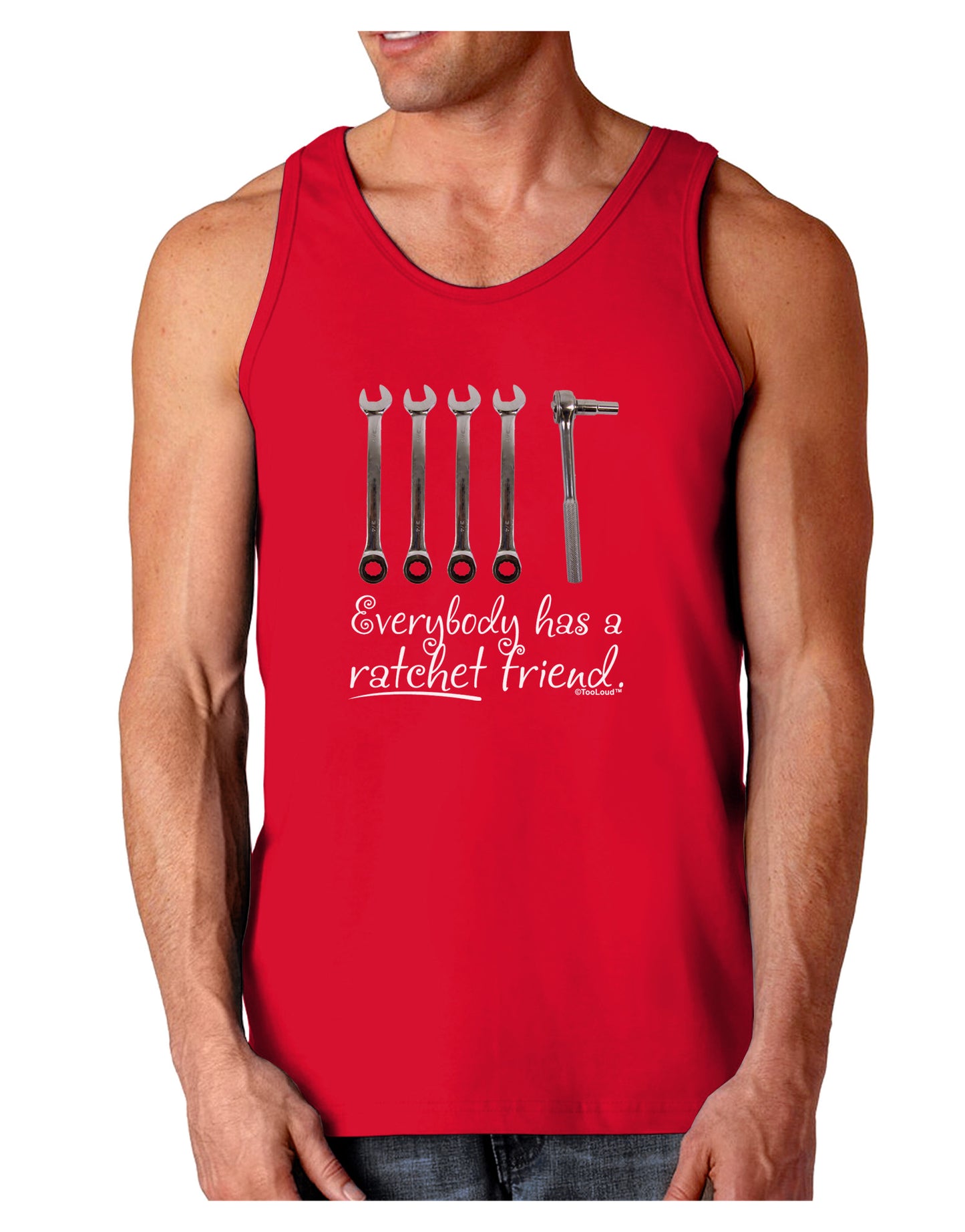Ratchet Friend Dark Loose Tank Top-Mens Loose Tank Top-TooLoud-Red-Small-Davson Sales
