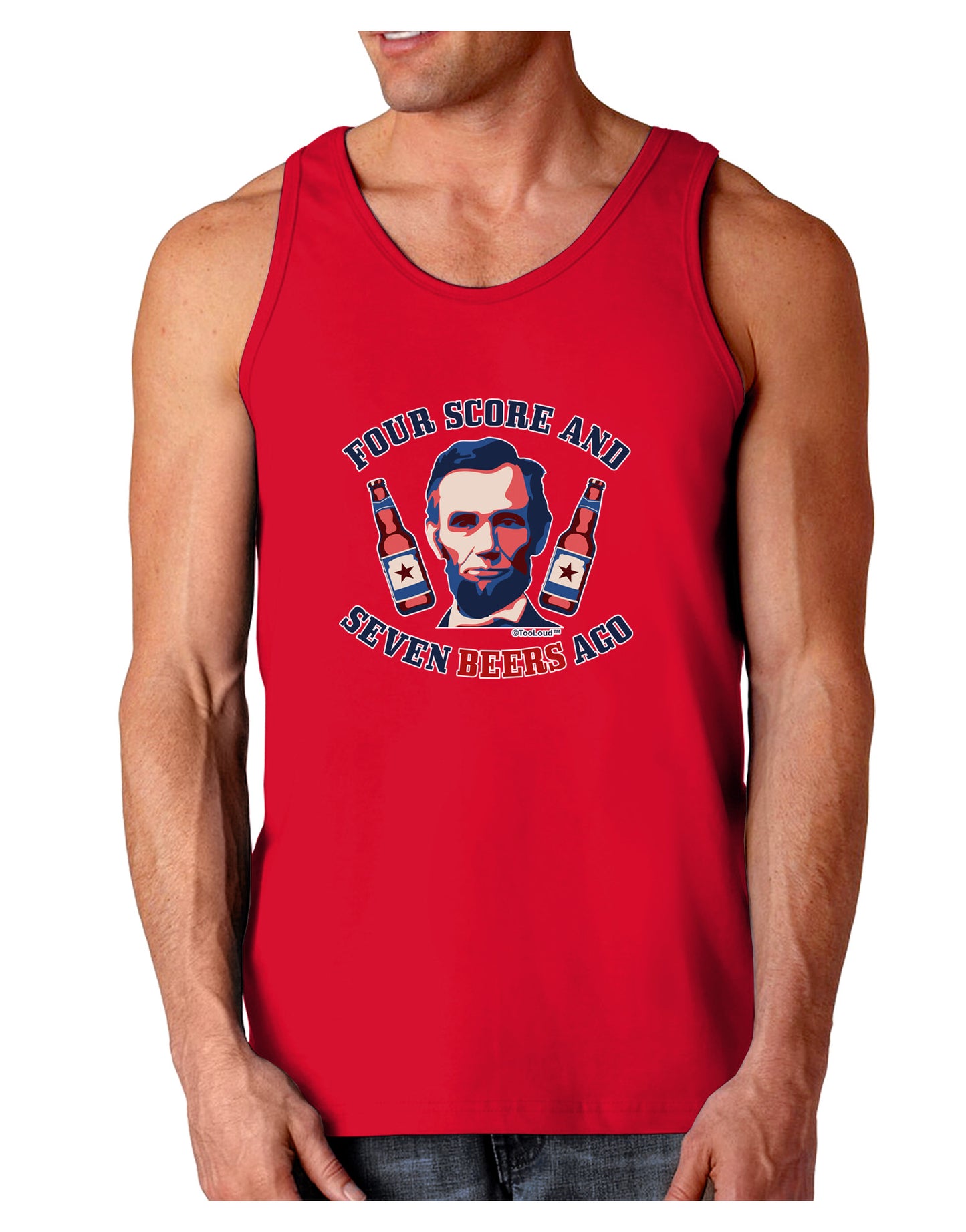 Seven Beers Ago - Lincoln Dark Loose Tank Top-Mens Loose Tank Top-TooLoud-Red-Small-Davson Sales