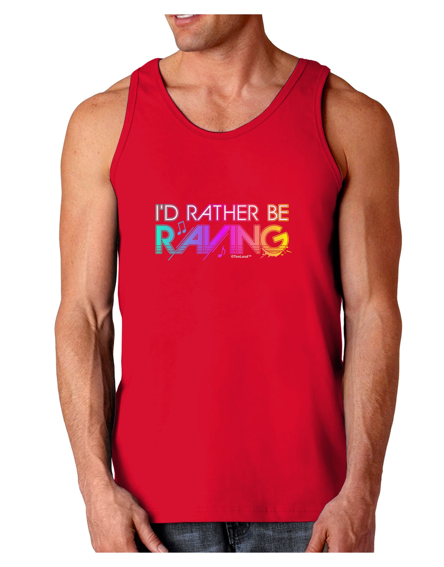 I'd Rather Be Raving Dark Loose Tank Top-Mens Loose Tank Top-TooLoud-Red-Small-Davson Sales