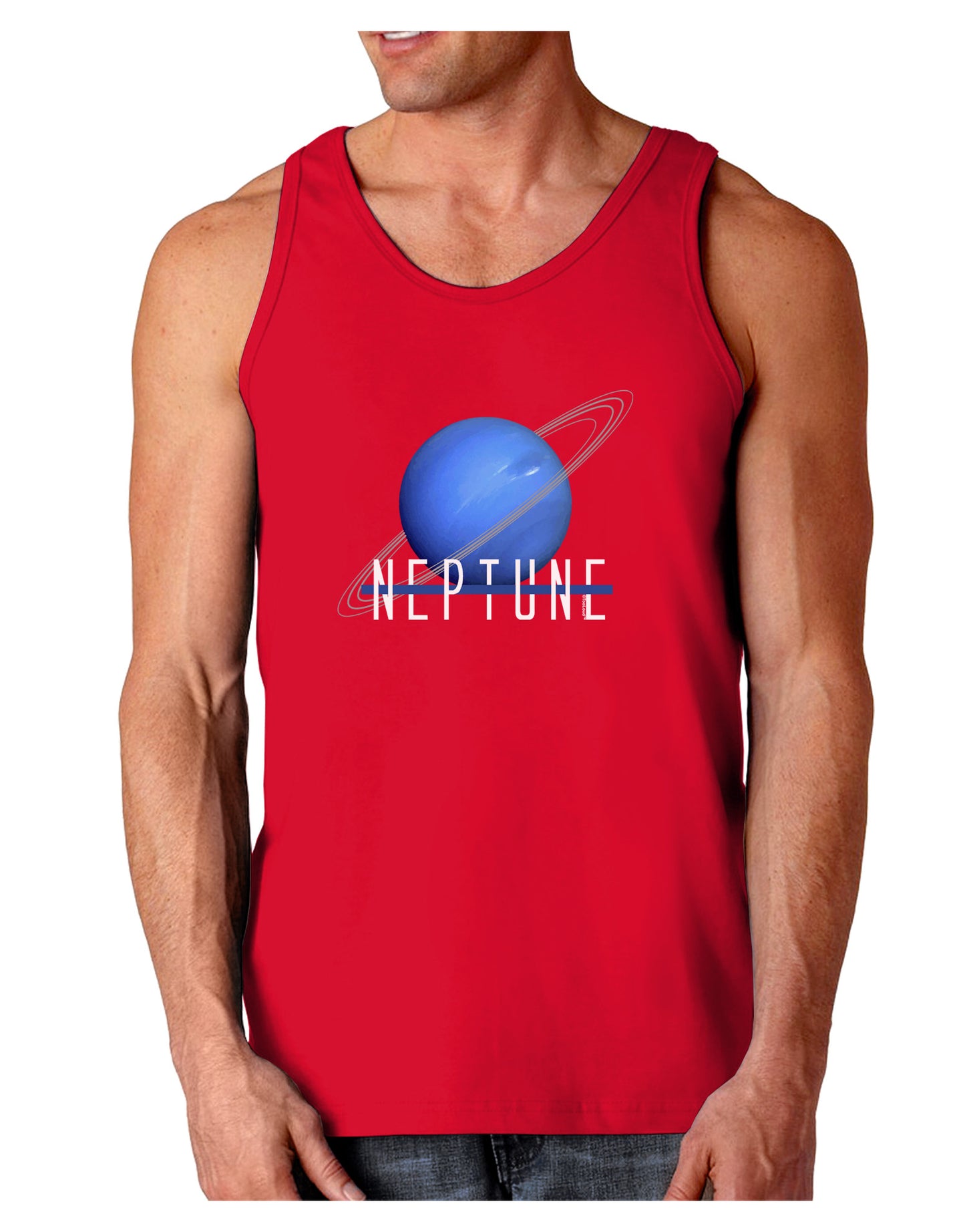 Planet Neptune Text Dark Dark Loose Tank Top-Mens Loose Tank Top-TooLoud-Red-Small-Davson Sales