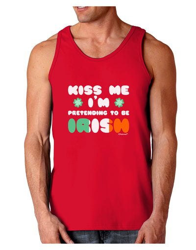 Kiss Me I'm Pretending to Be Irish Dark Loose Tank Top by TooLoud-Mens Loose Tank Top-TooLoud-Red-Small-Davson Sales