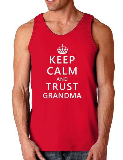 Keep Calm and Trust Grandma Dark Loose Tank Top-Mens Loose Tank Top-TooLoud-Red-Small-Davson Sales