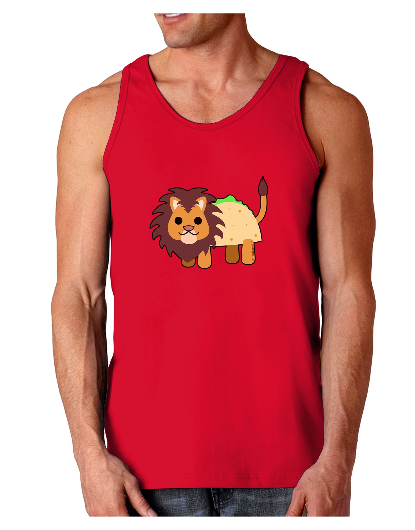 Cute Taco Lion Dark Loose Tank Top-Mens Loose Tank Top-TooLoud-Red-Small-Davson Sales