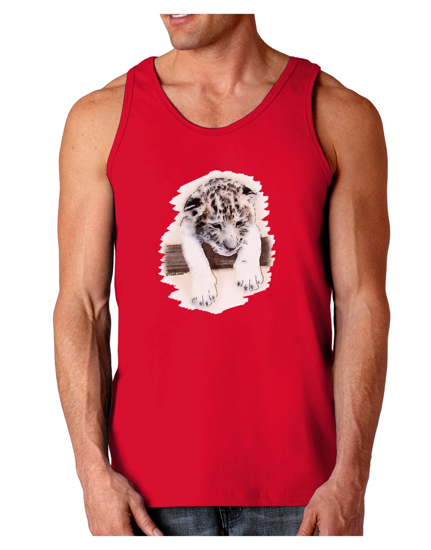 Leopard Cub Dark Loose Tank Top-Mens Loose Tank Top-TooLoud-Red-Small-Davson Sales