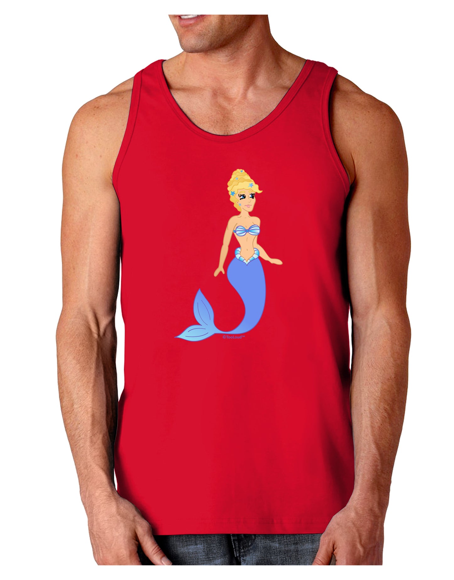 Mermaid Design - Blue Dark Loose Tank Top-Mens Loose Tank Top-TooLoud-Red-Small-Davson Sales