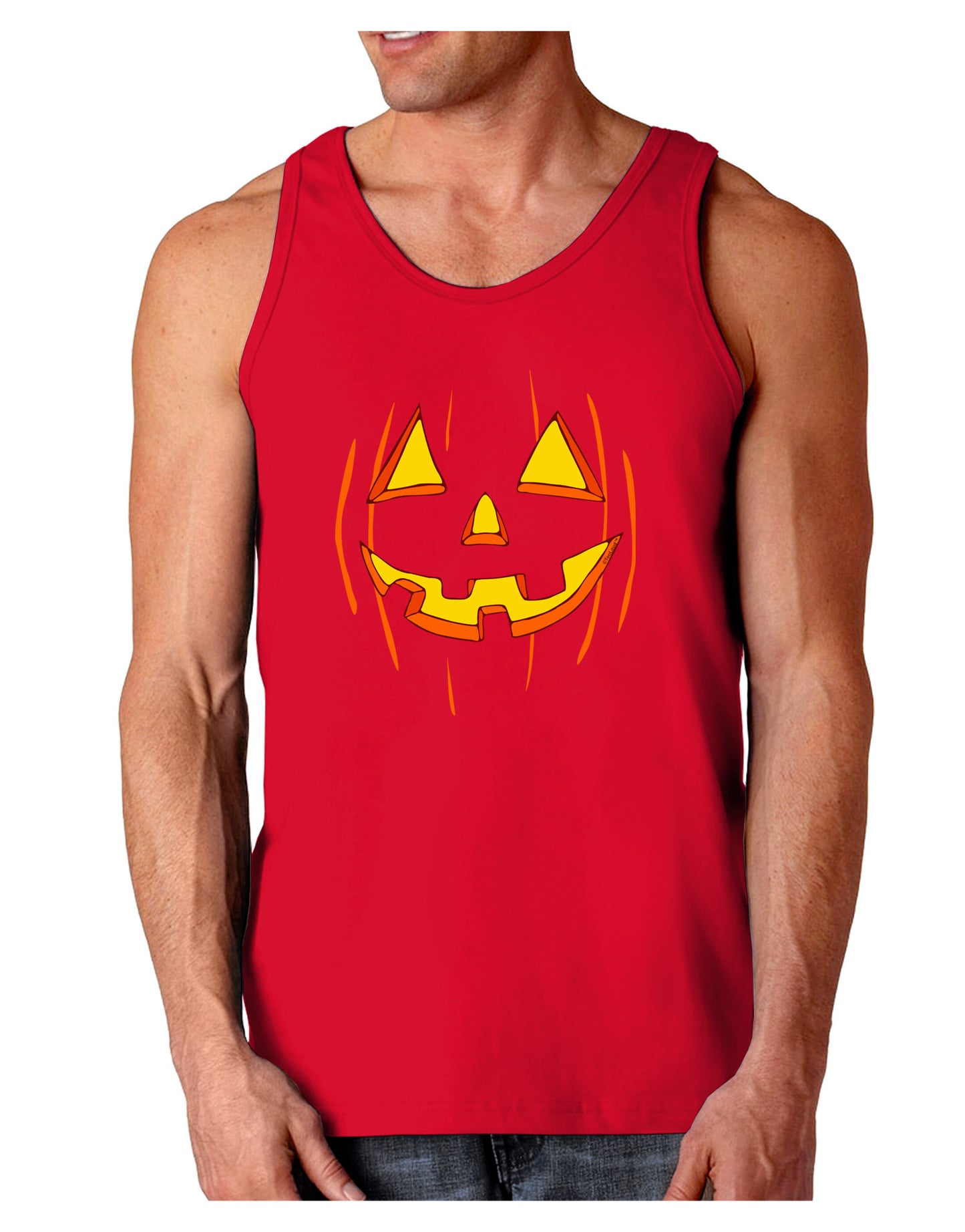 Halloween Pumpkin Smile Jack O Lantern Dark Loose Tank Top-Mens Loose Tank Top-TooLoud-Red-Small-Davson Sales