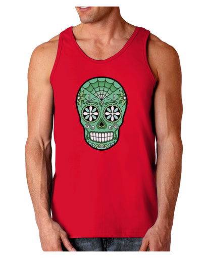 Version 5 Green Day of the Dead Calavera Dark Loose Tank Top-Mens Loose Tank Top-TooLoud-Red-Small-Davson Sales