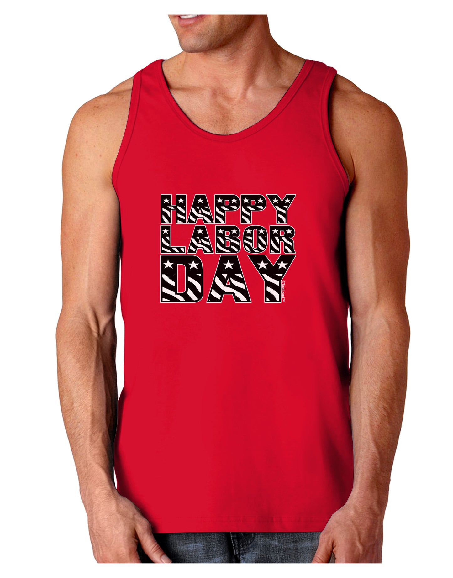 Happy Labor Day Text Dark Loose Tank Top-Mens Loose Tank Top-TooLoud-Red-Small-Davson Sales