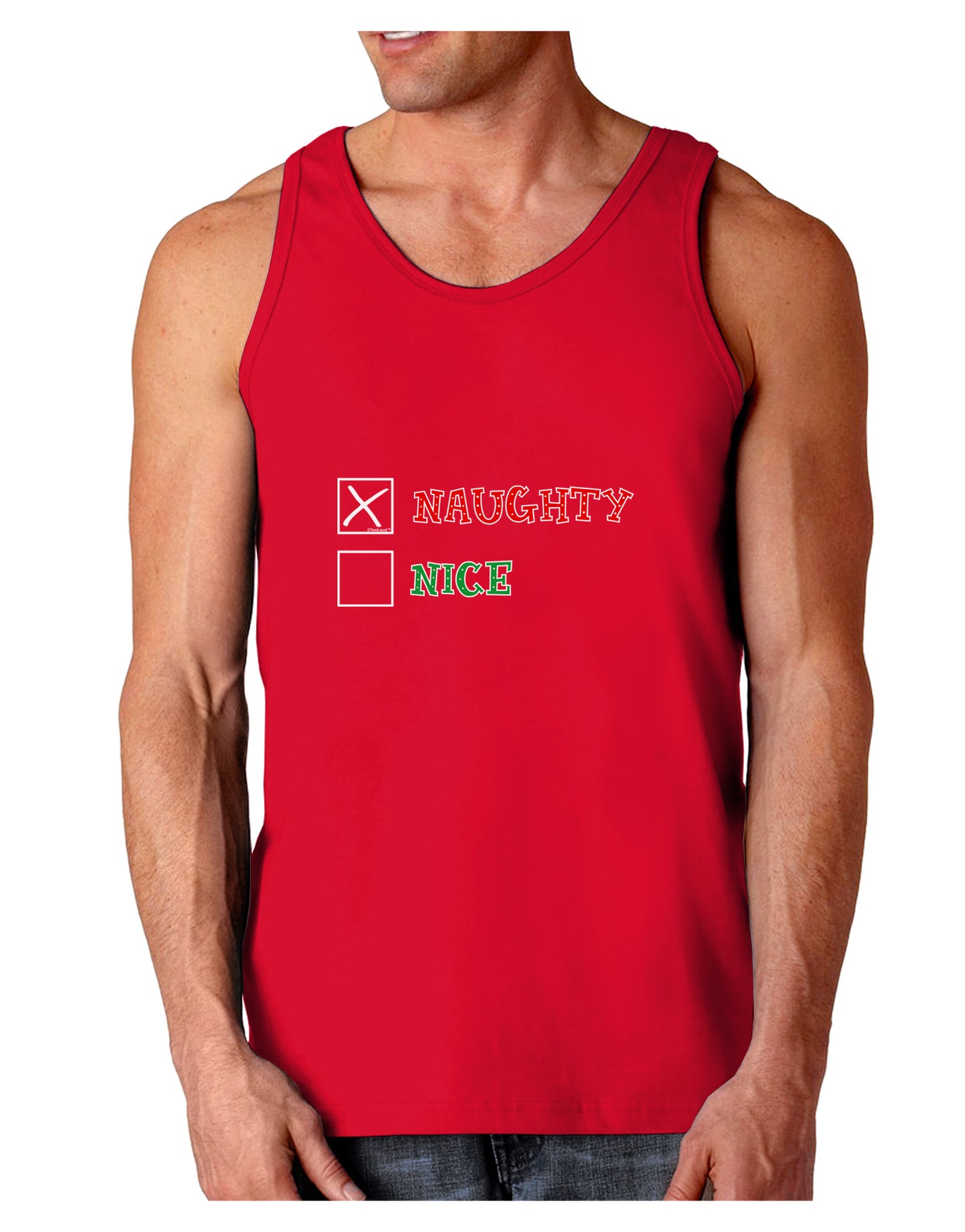 Naughty or Nice Christmas - Naughty Dark Loose Tank Top-Mens Loose Tank Top-TooLoud-Red-Small-Davson Sales