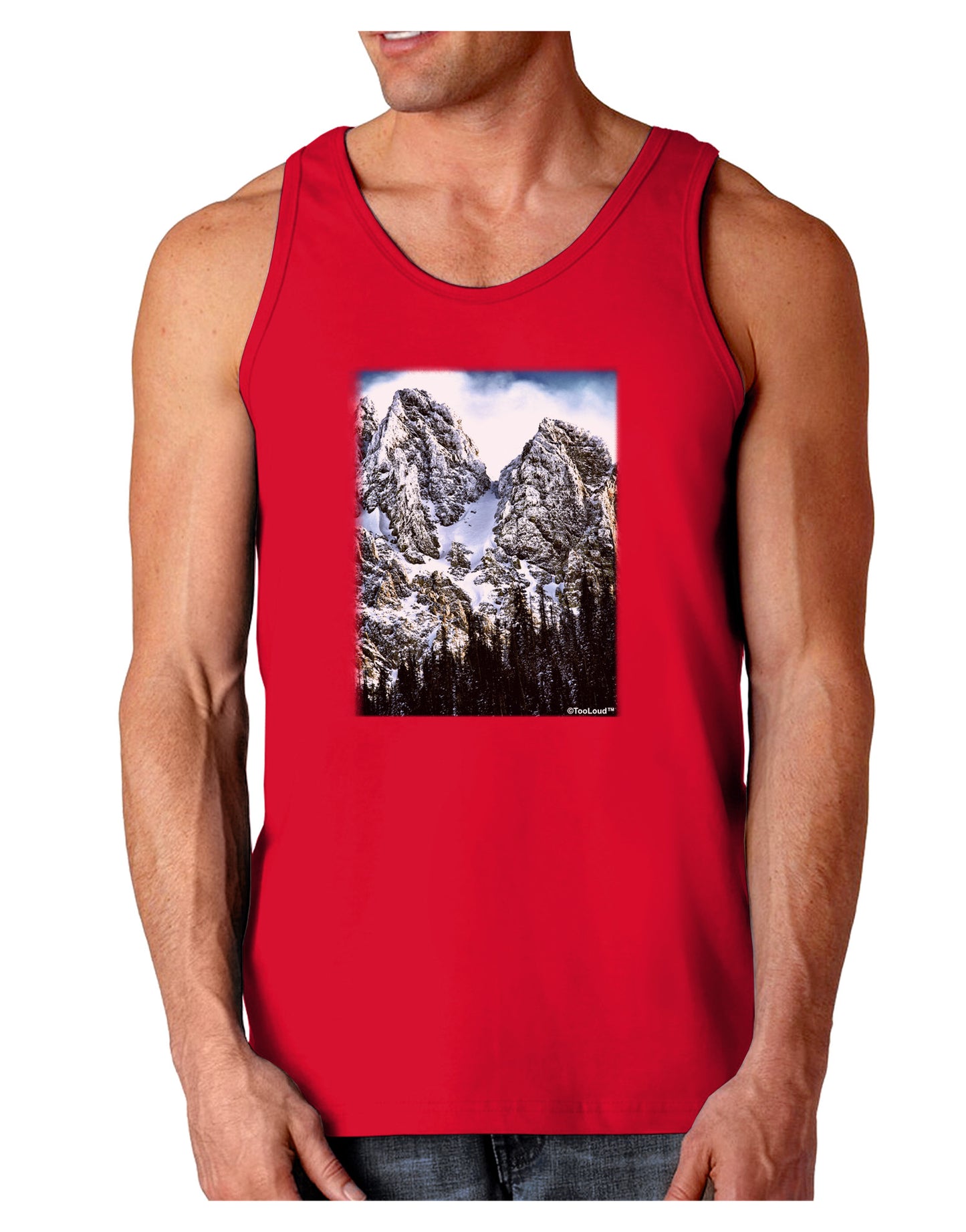 Mountain Landscape 2 Dark Loose Tank Top-Mens Loose Tank Top-TooLoud-Red-Small-Davson Sales